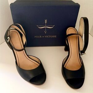 Pour La Victoire Black Strappy Heels